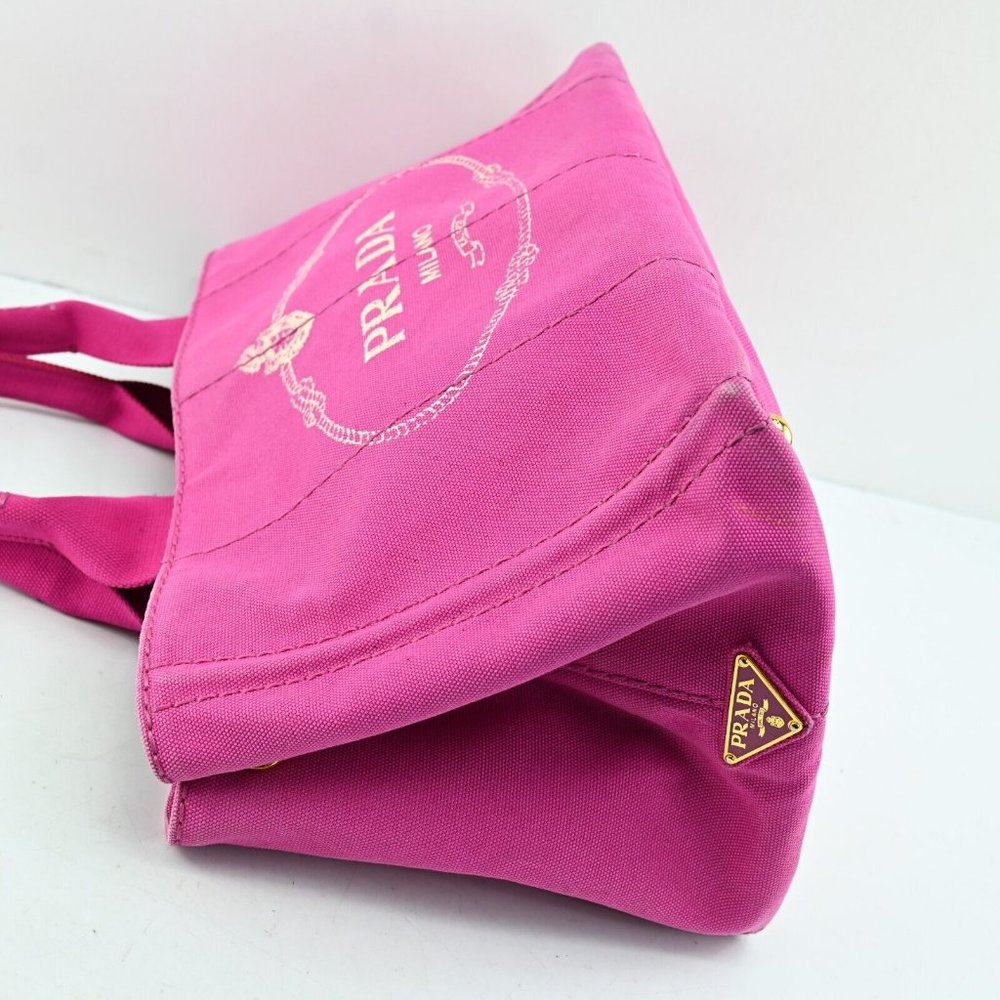 Auth Prada Canapa Hand Bag Pink Canvas #36583P34B - Picture 6 of 12